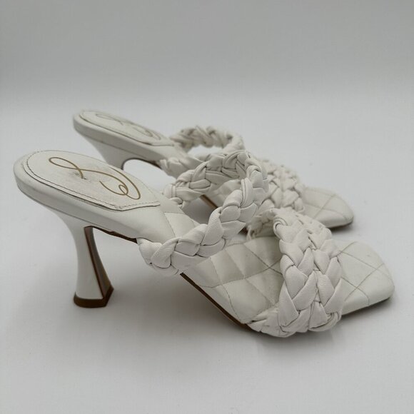 Sam Edelman Women's Meghan White Braided Straps Square Toe Heel Sandals Size 9 - Picture 1 of 10